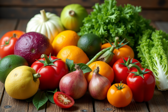 Assortiment de fruits et légumes avec igname et iceberg