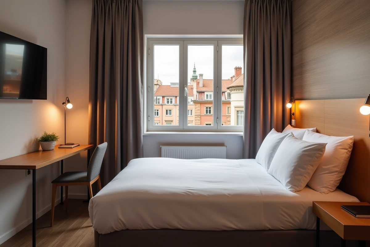 Chambre d'hôtel économique et confortable avec vue sur les toits de Toulouse