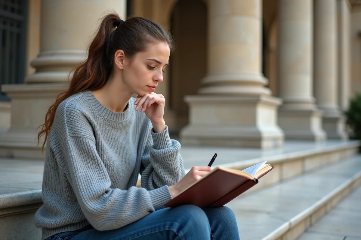 Jeune femme étudiante comparant dictionnaire et tablette