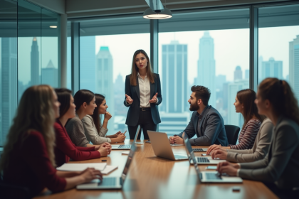 Femme en business presentation lors d'une réunion