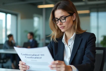 Femme d'affaires en réunion avec document coordonnateur