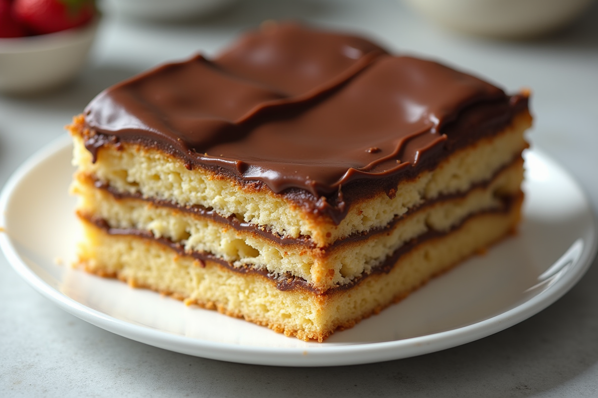 Gâteau opera maison avec imperfections visibles