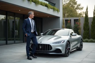 Coupé Mercedes GT63S en vue dynamique sur route ouverte