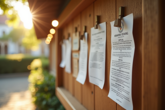 Panneau d'affichage mariage en plein air à la mairie
