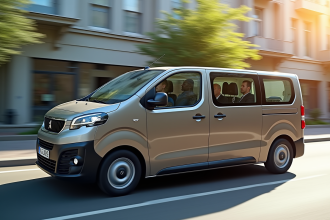 Peugeot Expert fiveseater vu de côté en ville en plein jour