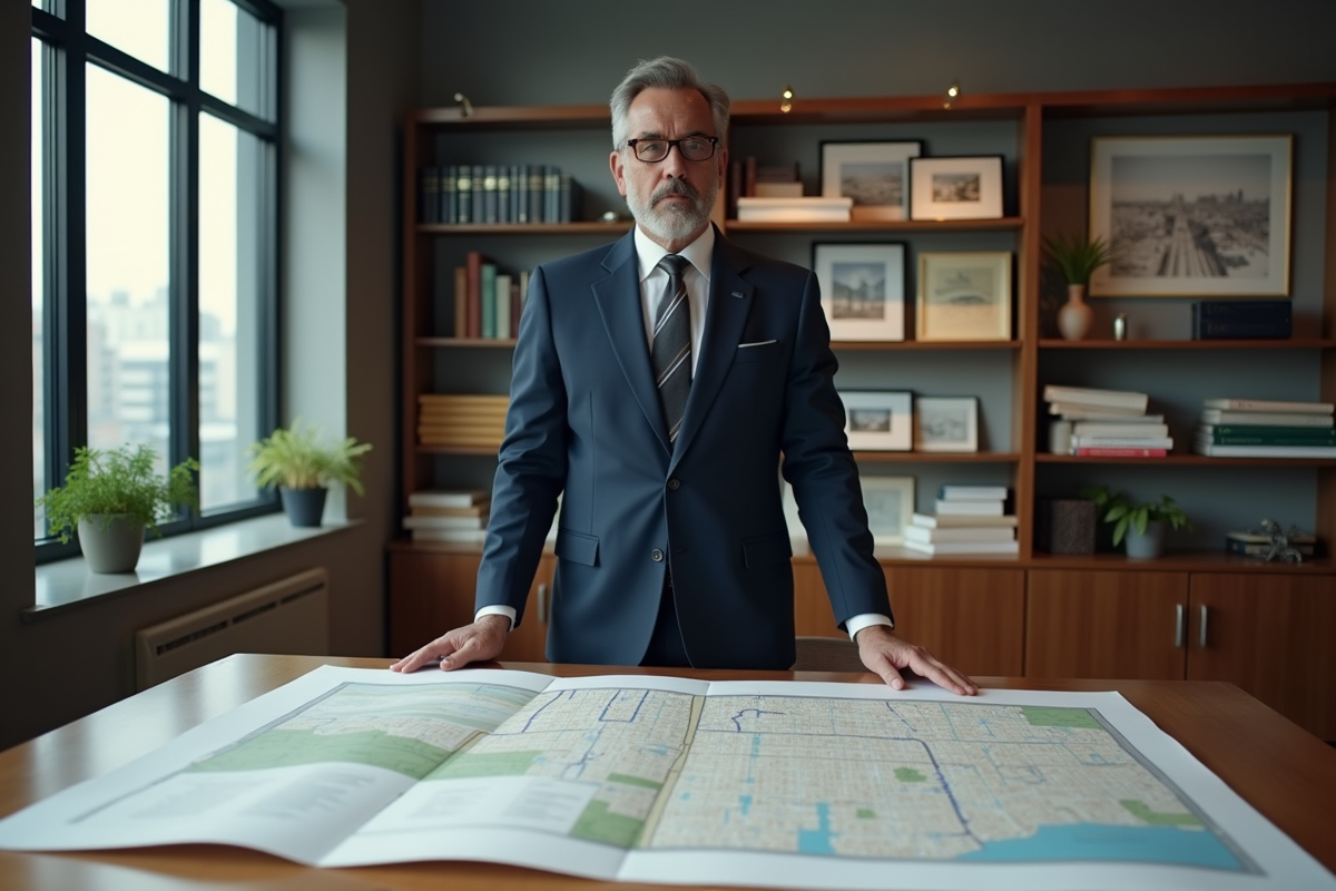 Urbaniste en planification urbaine avec carte de zonage